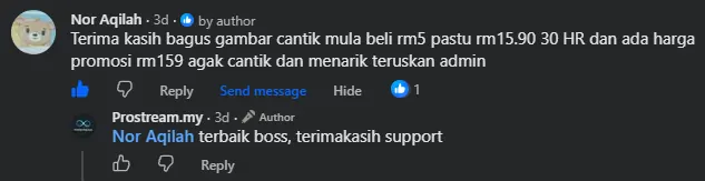 Komen Facebook oleh Nor Aqilah