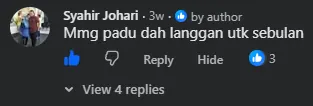 Komen Facebook oleh Syahir Johari