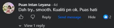 Komen Facebook oleh Puan Intan Leyana