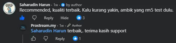 Komen Facebook oleh Saharudin Harun